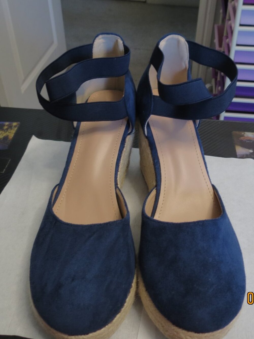 Size 10 (43) Suede Upper- Closed Toe Stappy Espadrilles Wedge Sandles